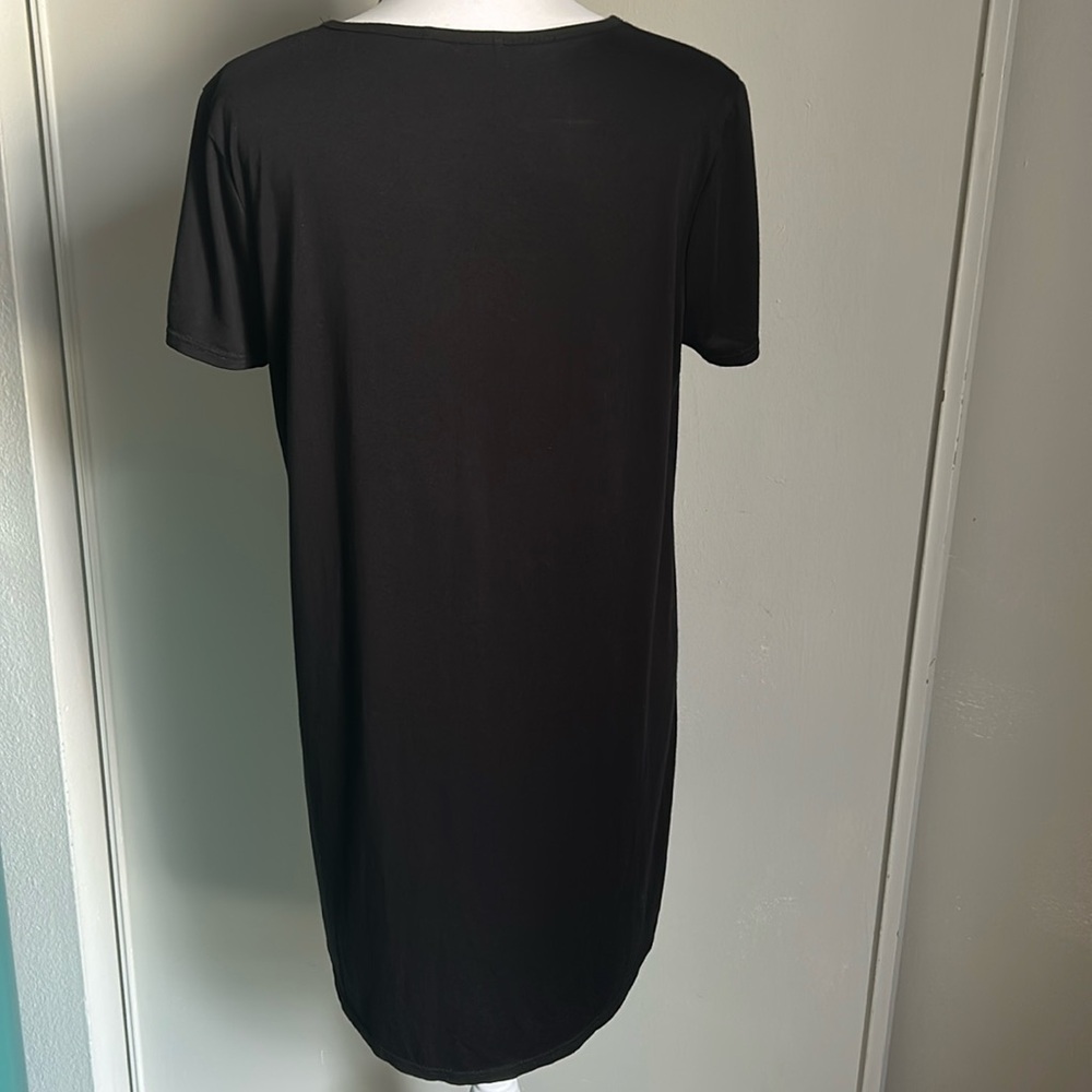 Socialite Women’s Black Short Sleeve Jersey Mini Dress Pool Beach Resort Coverup - Picture 3 of 9